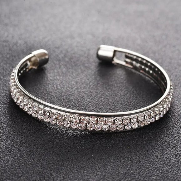 18K White Gold 4ct Diamond Womens Bangle Cuff Bracelet 4 ct 18 K Silver Jewelry